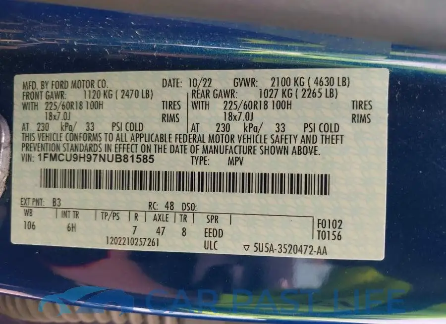 1FMCU9H97NUB81585# 9
