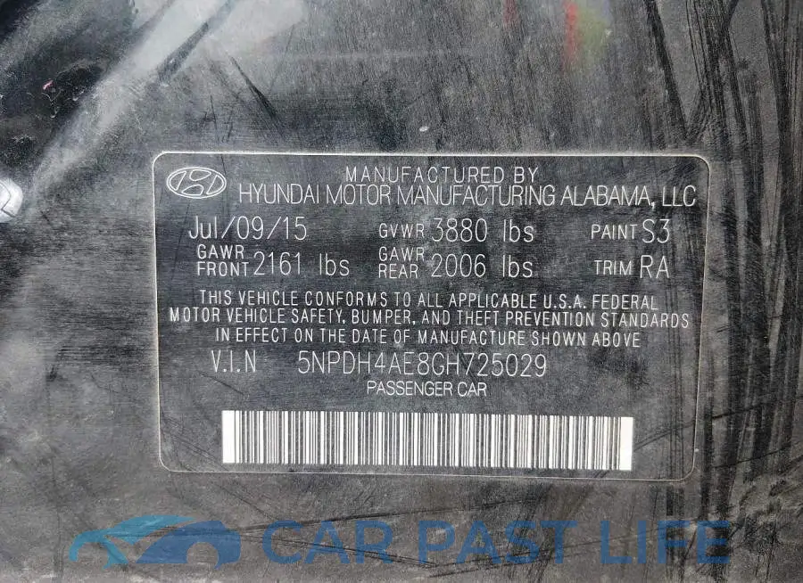5NPDH4AE8GH725029# 9