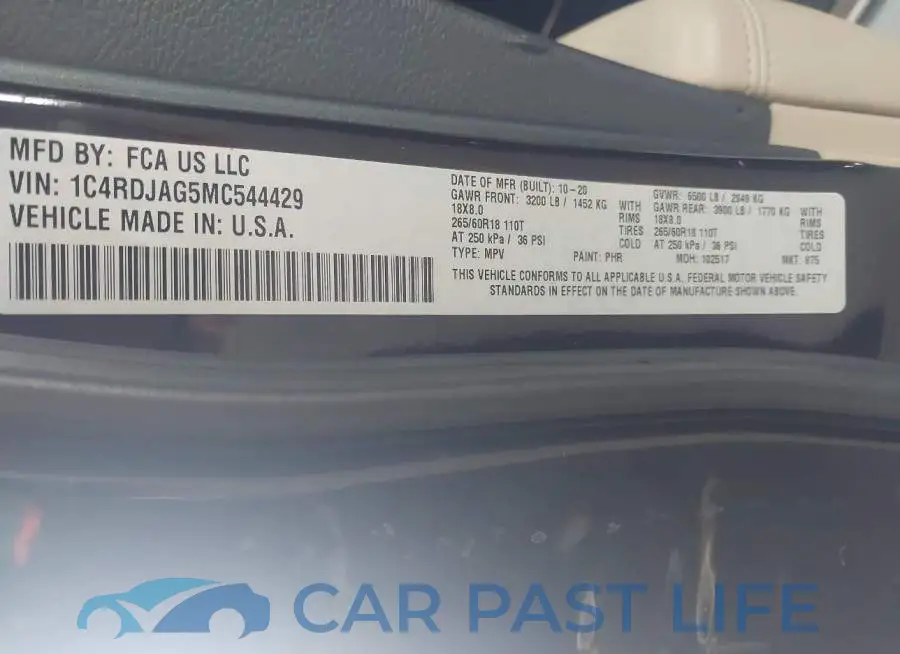 1C4RDJAG5MC544429# 9