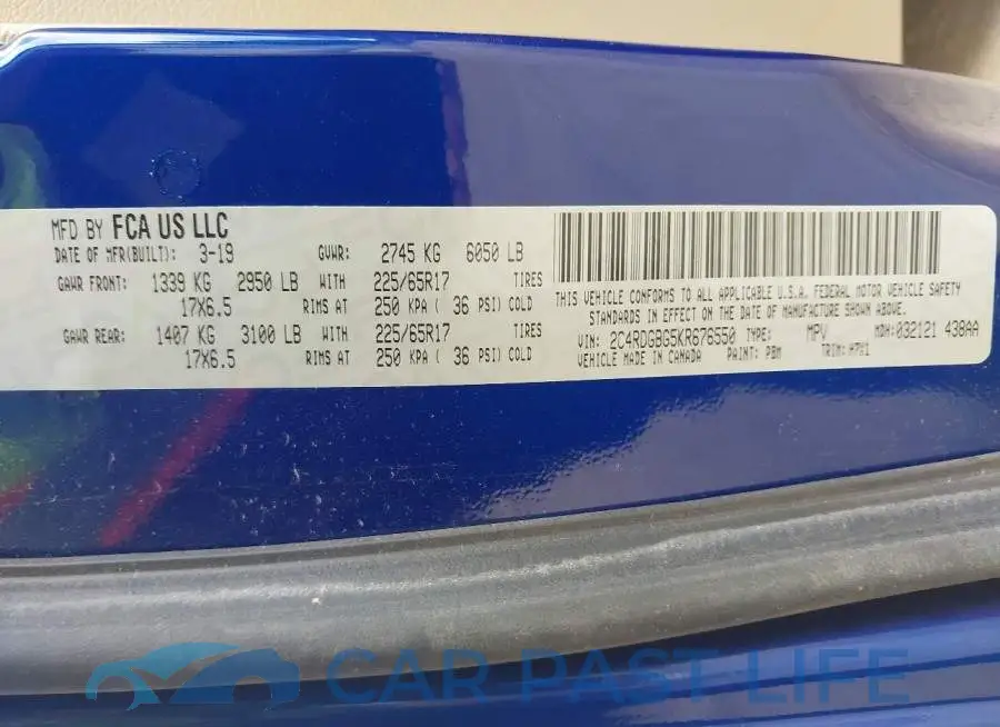 2C4RDGBG5KR676550# 9