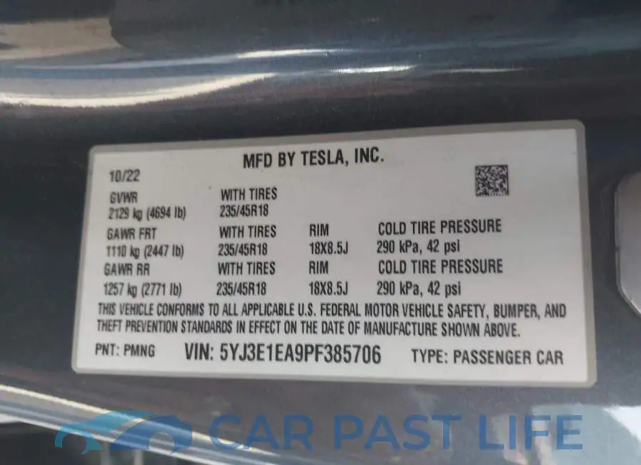 5YJ3E1EA9PF385706# 9