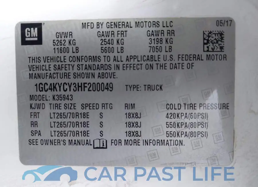 1GC4KYCY3HF200049# 9