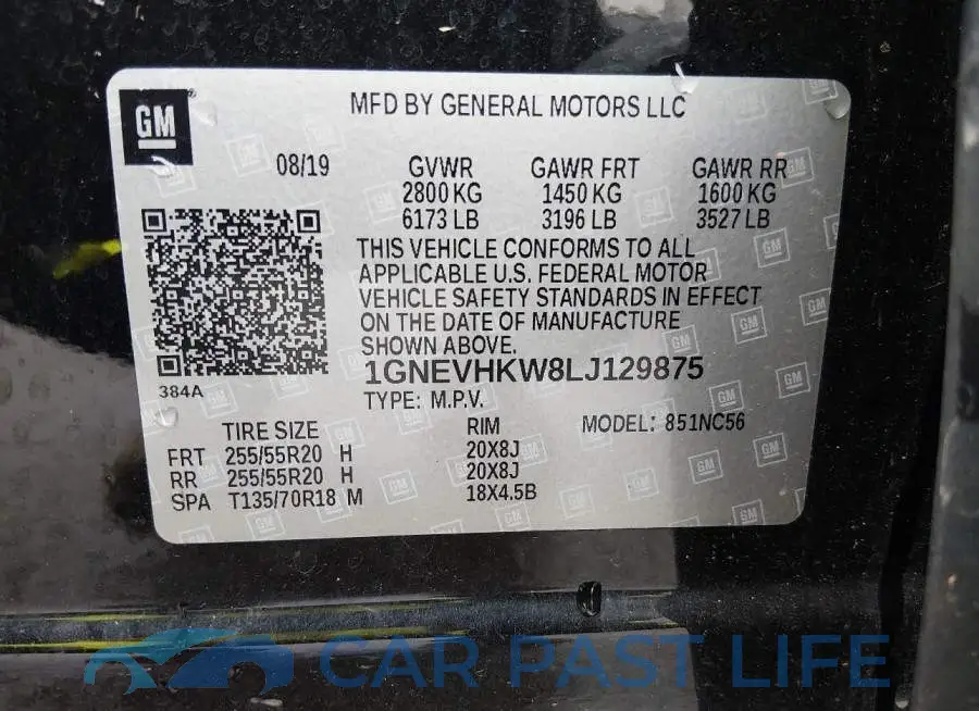 1GNEVHKW8LJ129875# 9