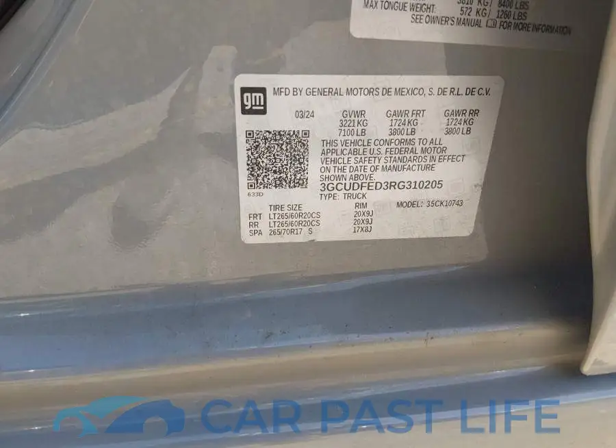 3GCUDFED3RG310205# 9