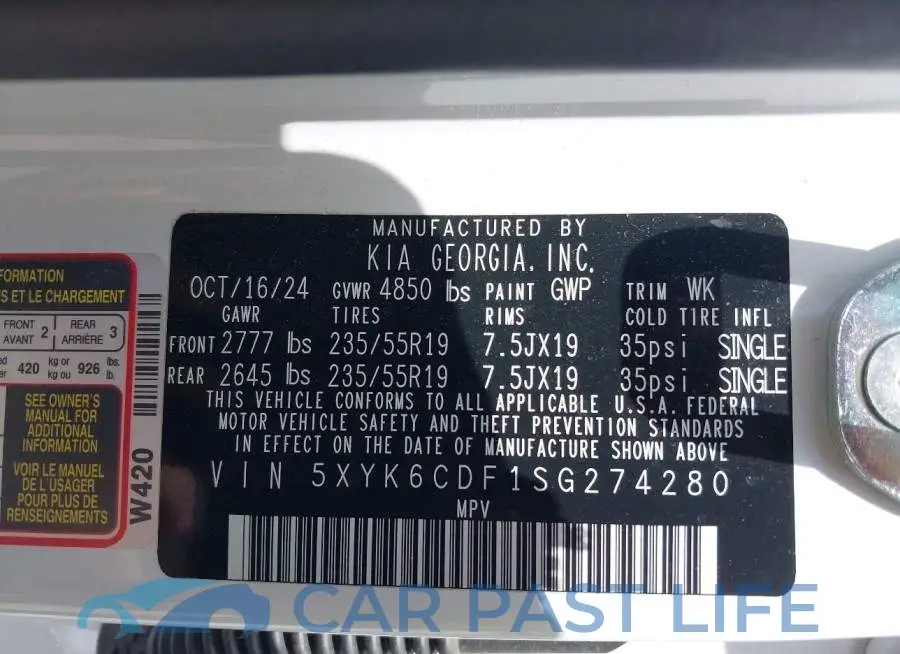 5XYK6CDF1SG274280# 9