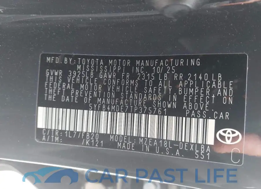5YFB4MDE7TP375761# 9