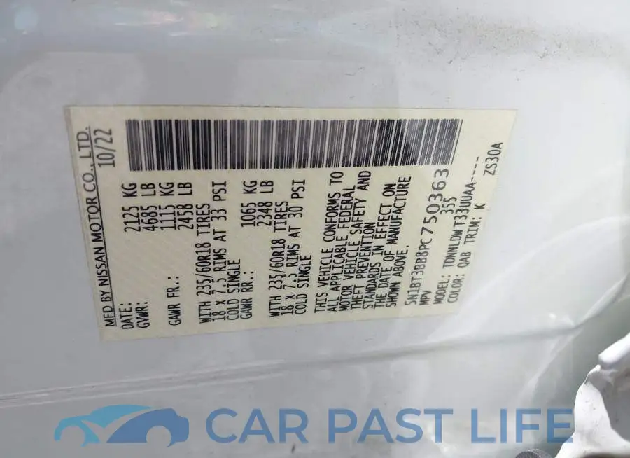 5N1BT3BB8PC750363# 9