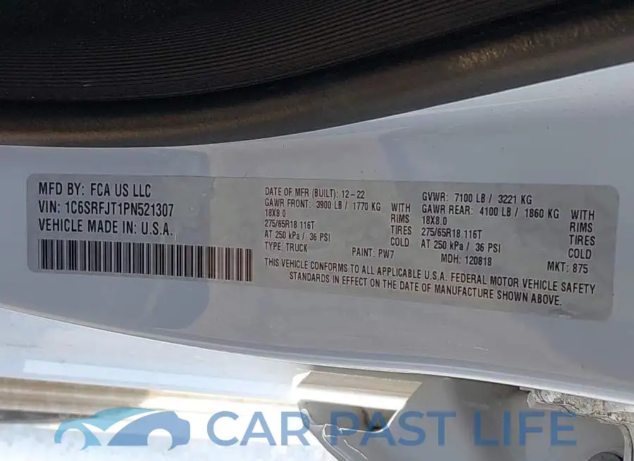 1C6SRFJT1PN521307# 9