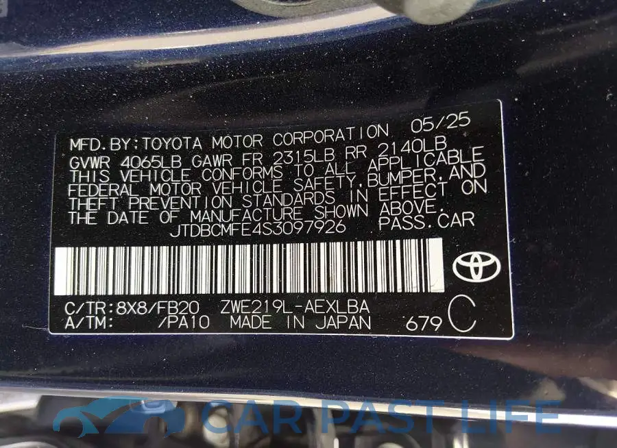 JTDBCMFE4S3097926# 9