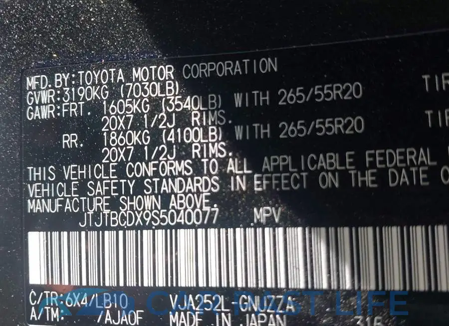 JTJTBCDX9S5040077# 9