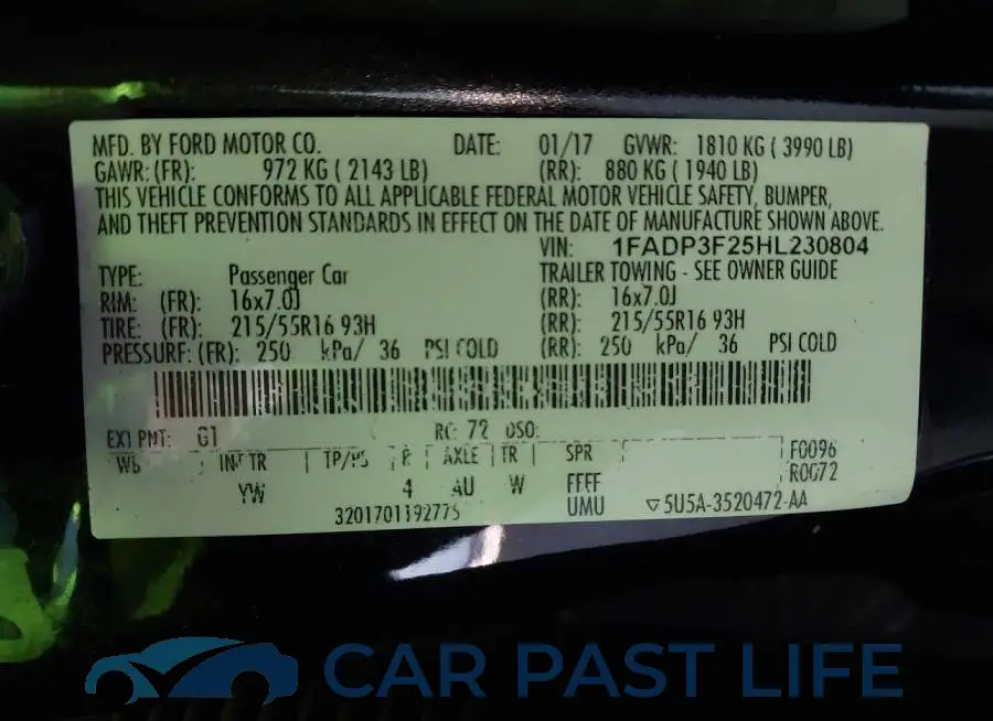 1FADP3F25HL230804# 9