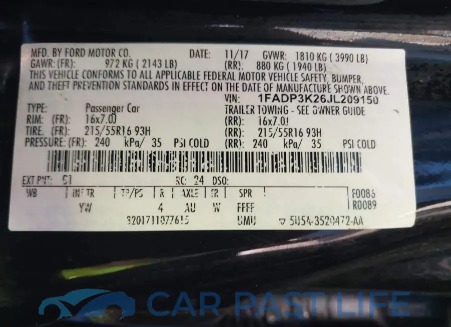1FADP3K26JL209150# 9