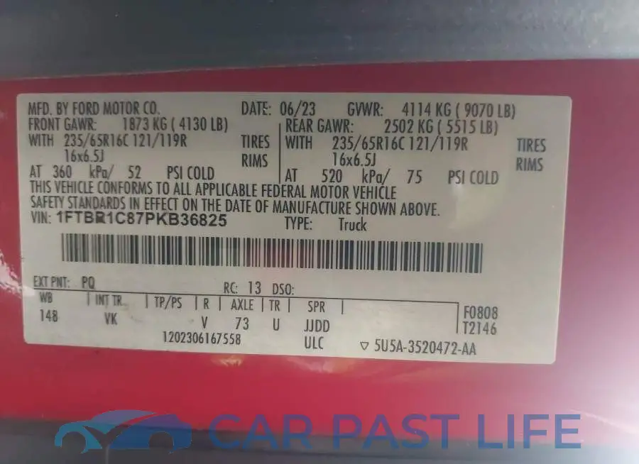 1FTBR1C87PKB36825# 9