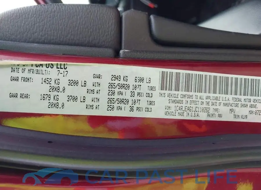 1C4RJEAG1JC110262# 9
