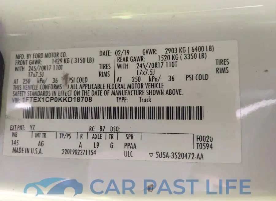 1FTEX1CP0KKD18708# 9