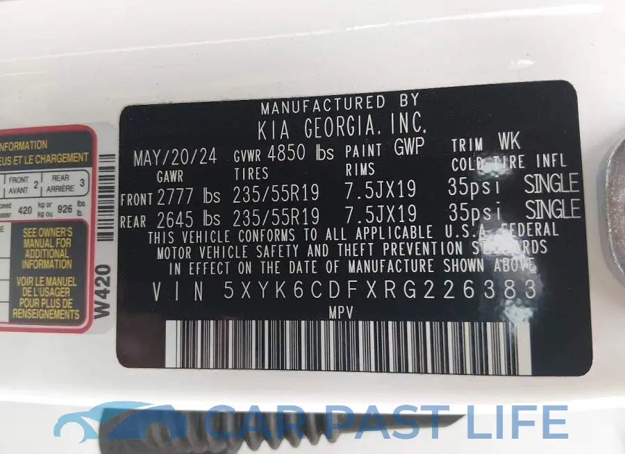 5XYK6CDFXRG226383# 9