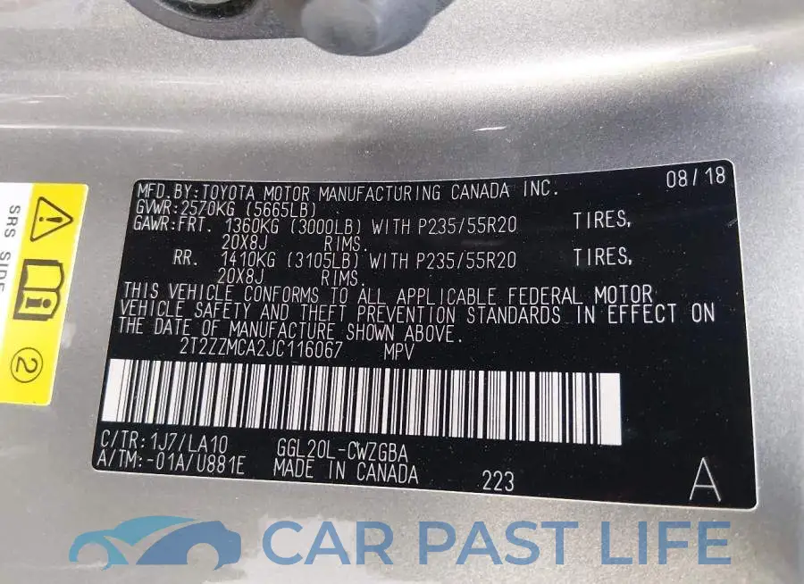 2T2ZZMCA2JC116067# 9