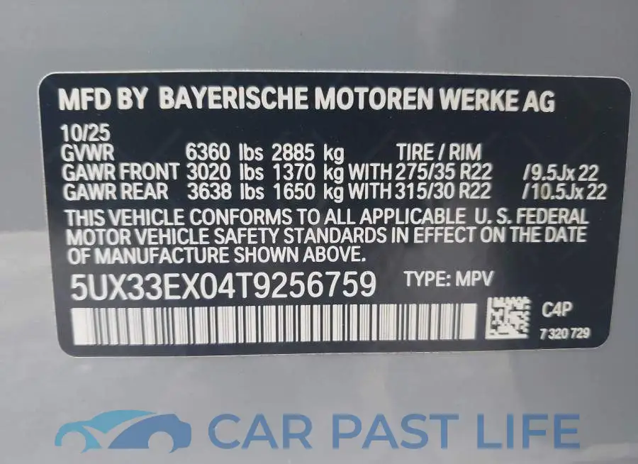 5UX33EX04T9256759# 9
