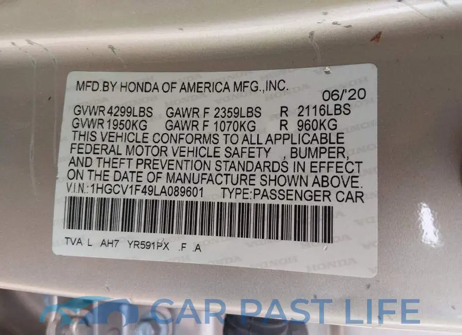1HGCV1F49LA089601# 9