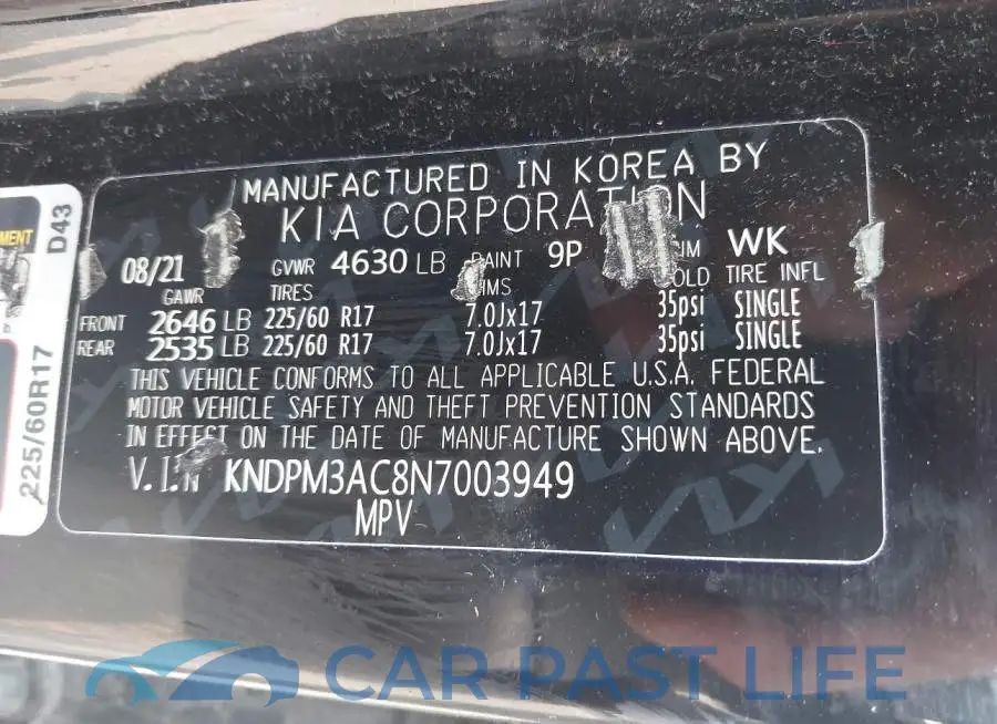 KNDPM3AC8N7003949# 9