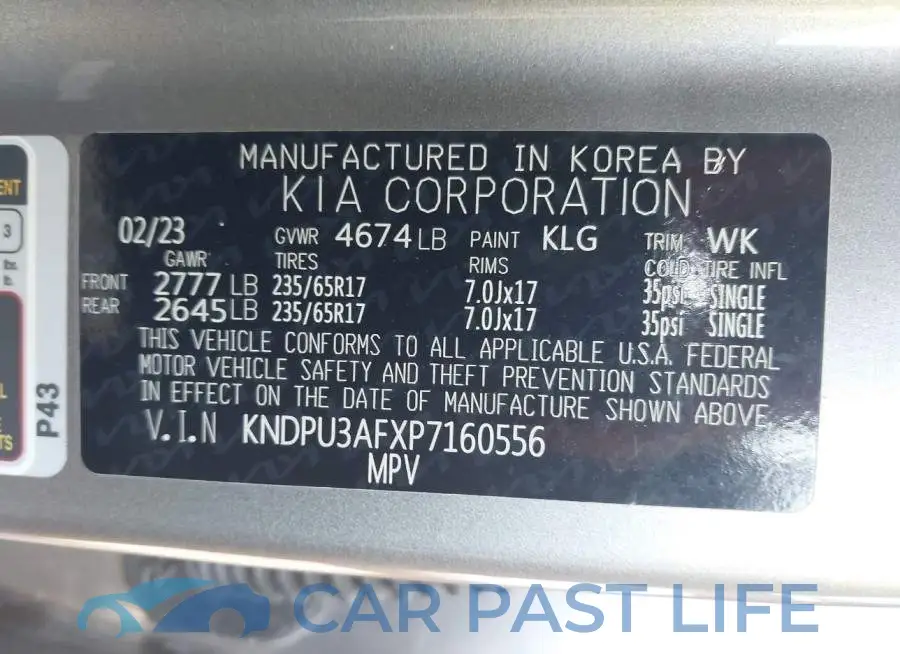 KNDPU3AFXP7160556# 9
