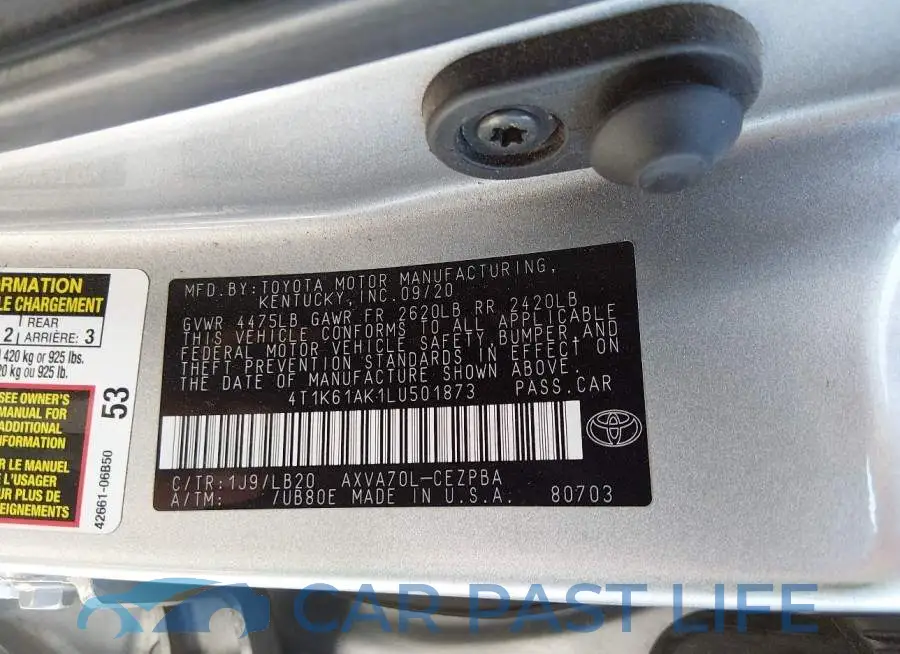 4T1K61AK1LU501873# 9