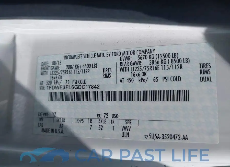 1FDWE3FL6GDC17842# 8