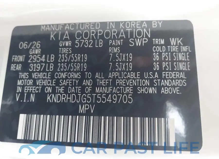 KNDRHDJG5T5549705# 9