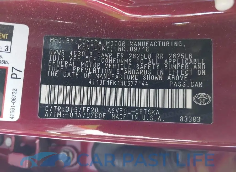 4T1BF1FK1HU677144# 9
