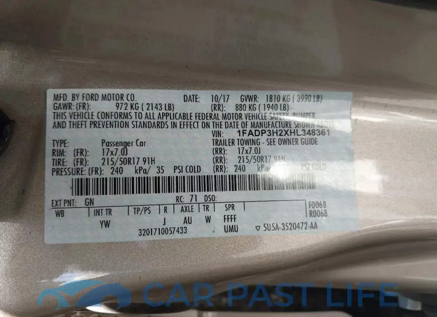 1FADP3H2XHL348361# 9