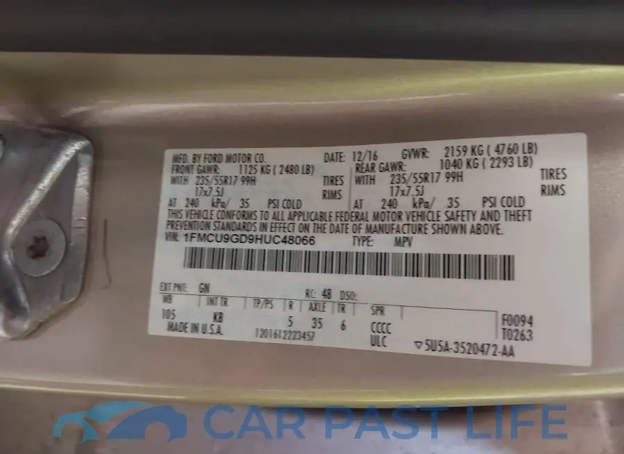 1FMCU9GD9HUC48066# 9