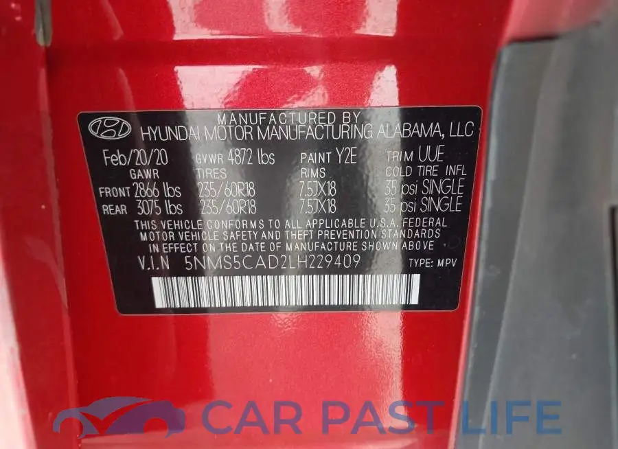 5NMS5CAD2LH229409# 9