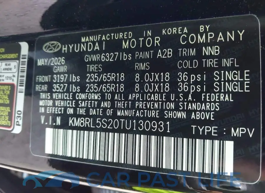 KM8RL5S20TU130931# 9