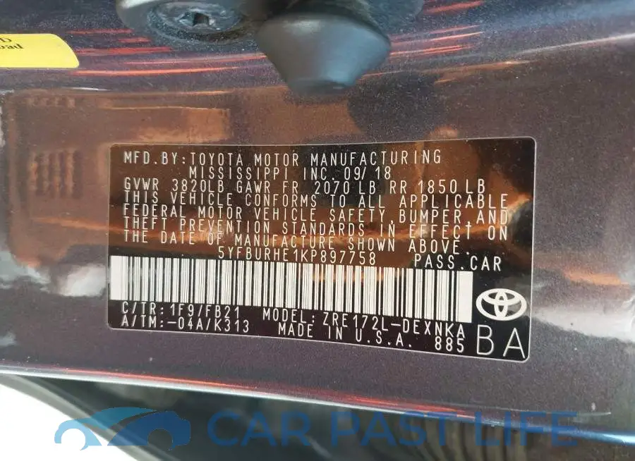 5YFBURHE1KP897758# 9