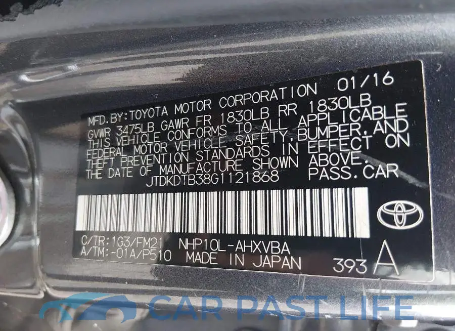 JTDKDTB38G1121868# 9