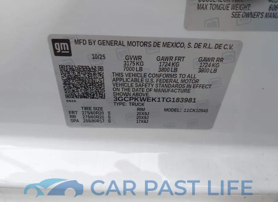 3GCPKWEK1TG183981# 9