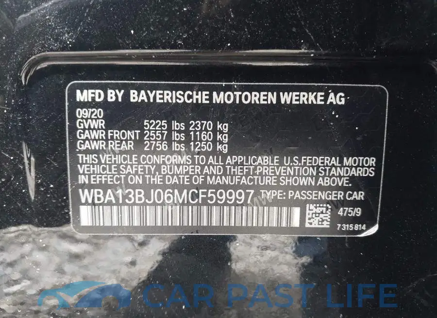 WBA13BJ06MCF59997# 9