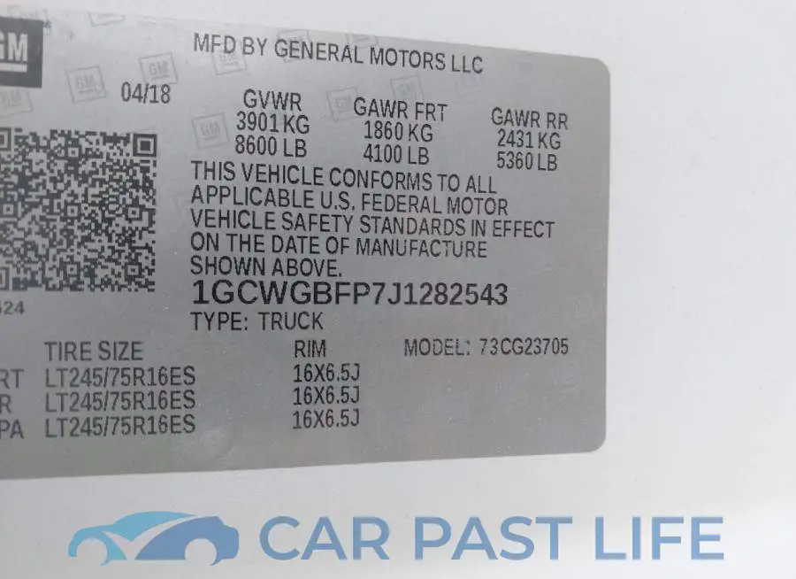 1GCWGBFP7J1282543# 9