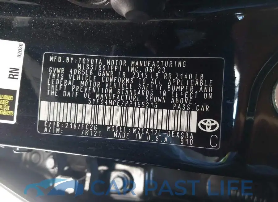 5YFS4MCE7PP165216# 9