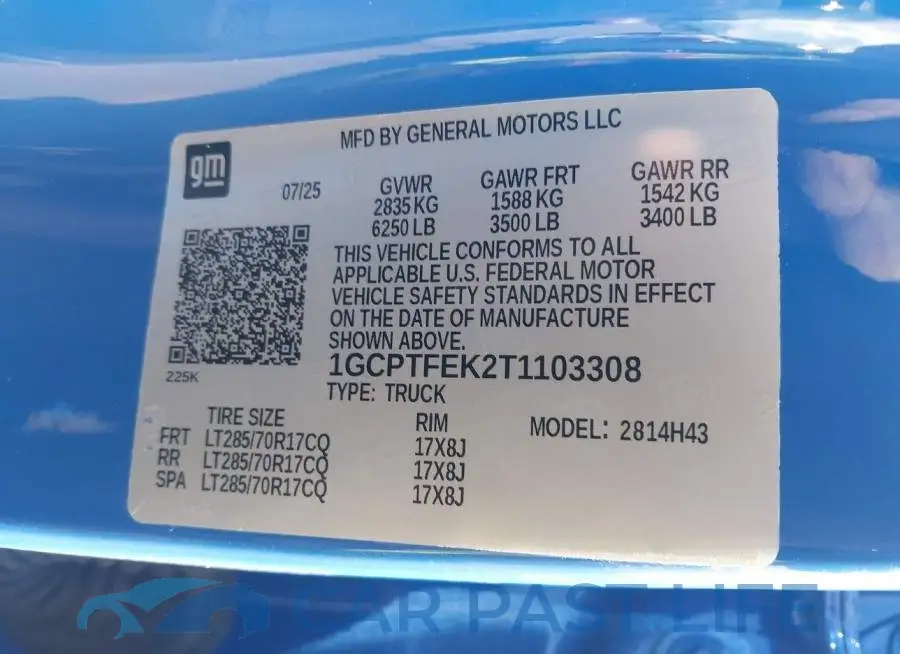 1GCPTFEK2T1103308# 9