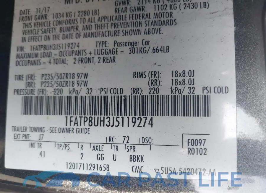 1FATP8UH3J5119274# 9