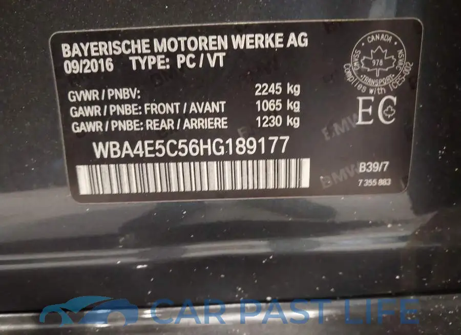 WBA4E5C56HG189177# 9