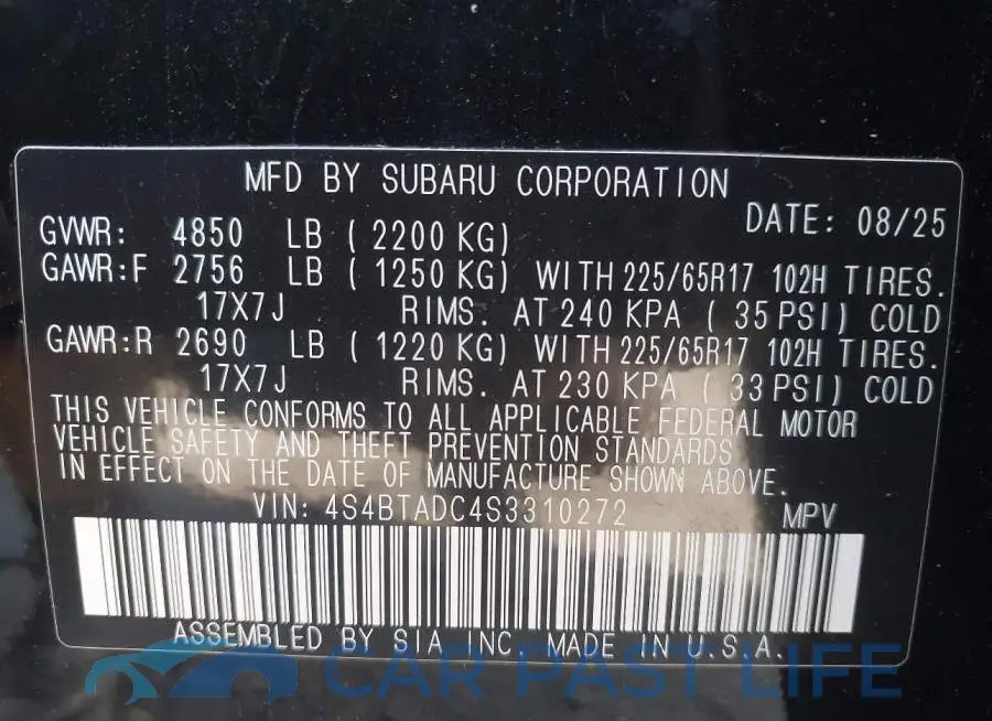 4S4BTADC4S3310272# 9