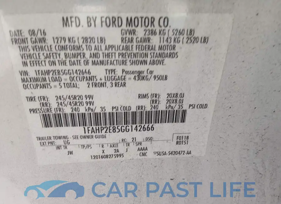 1FAHP2E85GG142666# 9