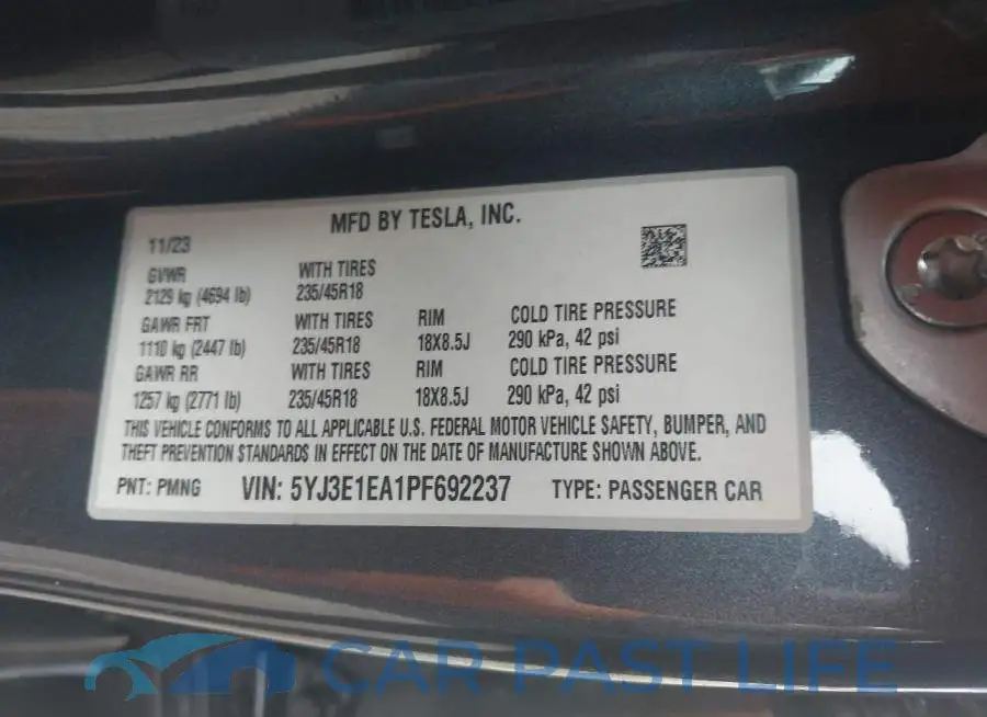5YJ3E1EA1PF692237# 9