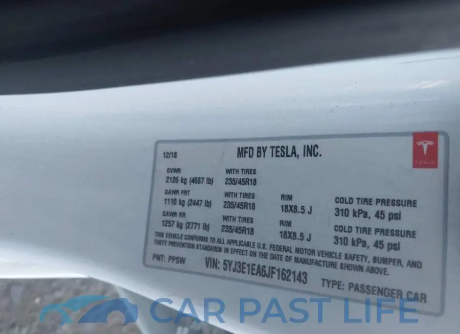 5YJ3E1EA6JF162143# 9