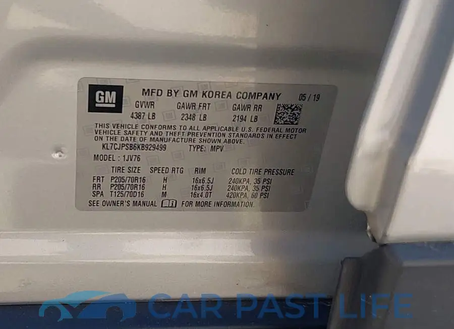 KL7CJPSB6KB929499# 9