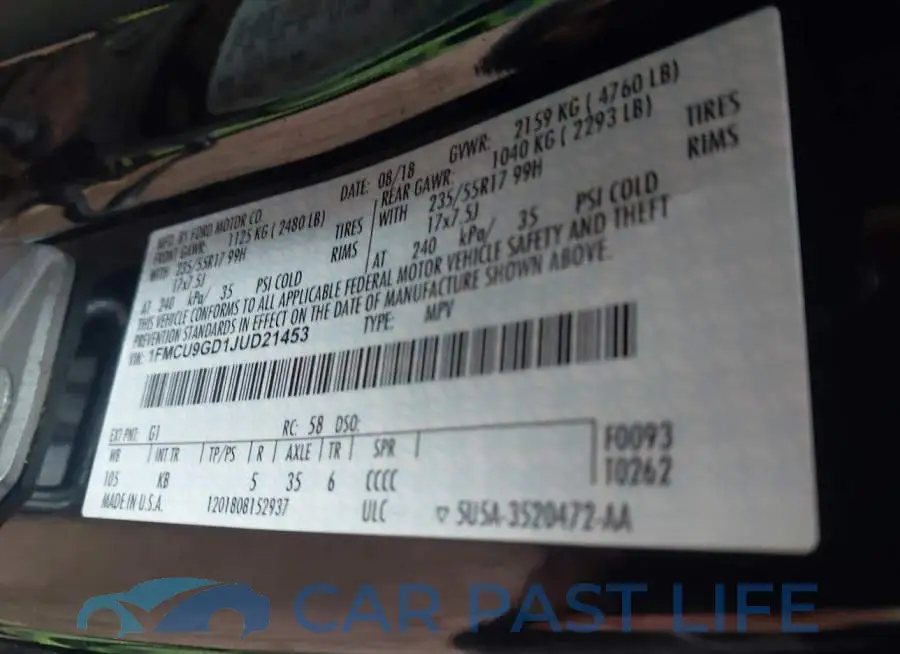 1FMCU9GD1JUD21453# 9