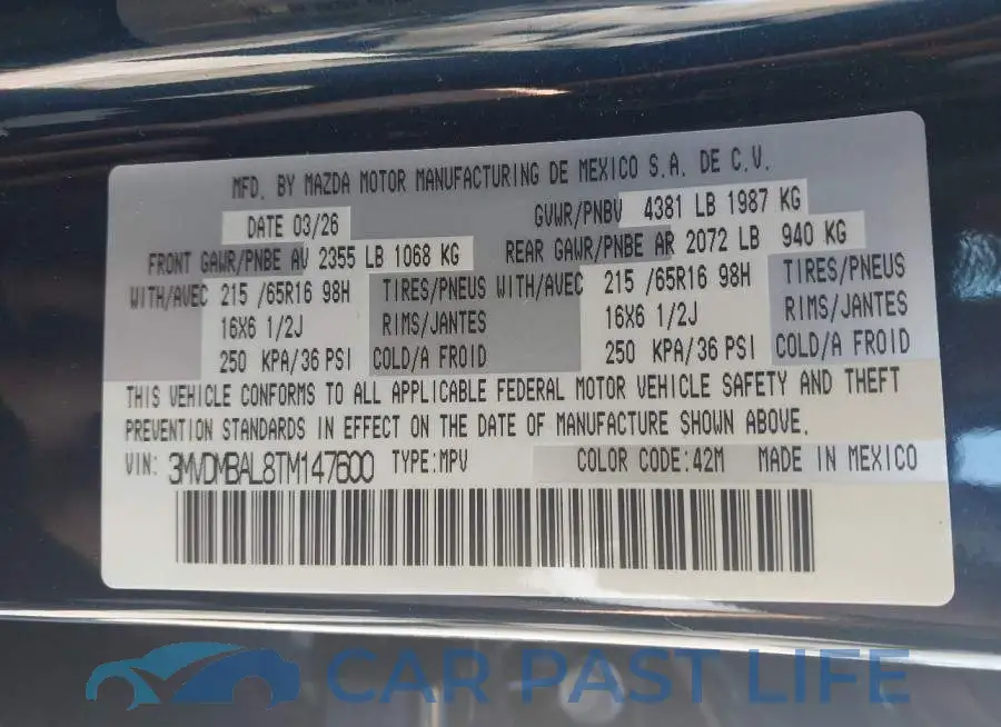 3MVDMBAL8TM147600# 9