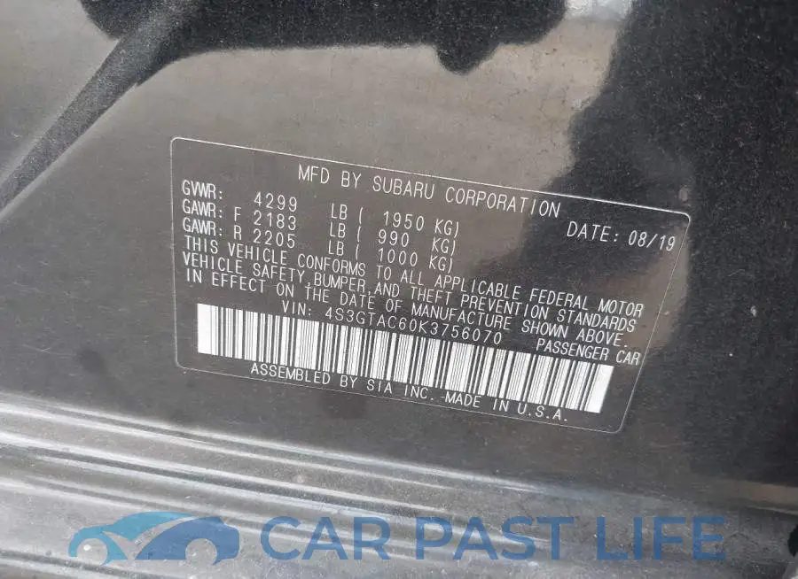 4S3GTAC60K3756070# 9